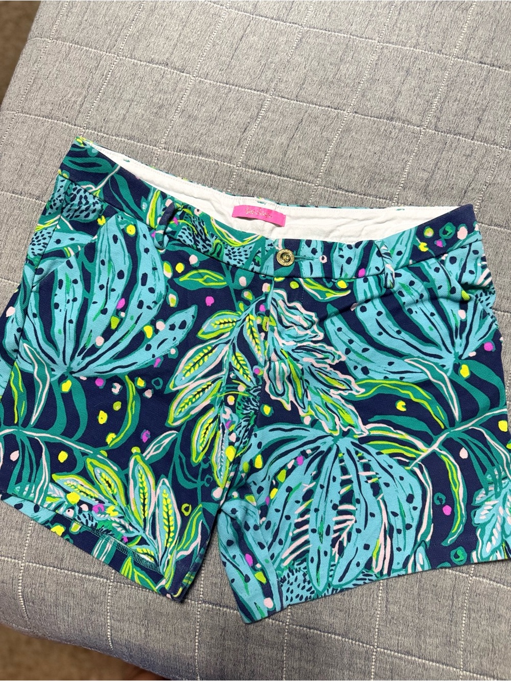 Lilly Pulitzer Navy, Teal & Lime Tropical Bermuda Shorts